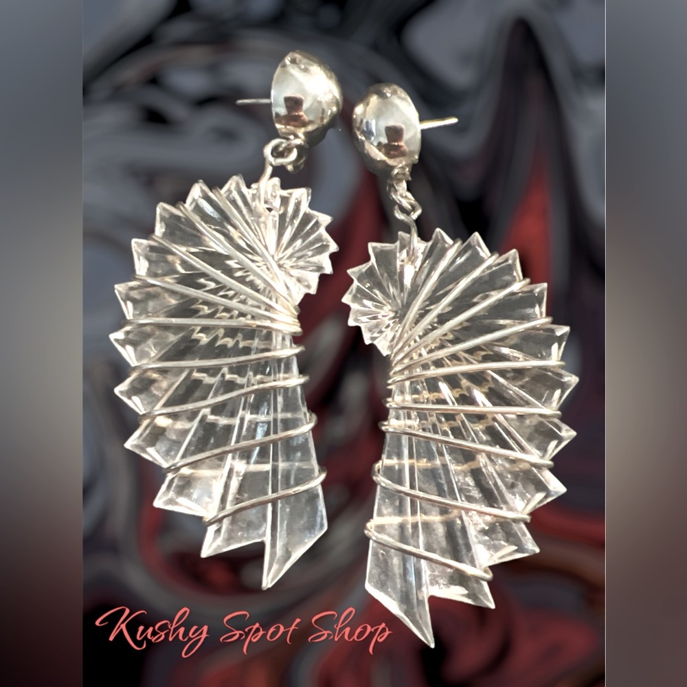 Artisan Plexi Wave Wings With Wirework Silvertone… - image 1